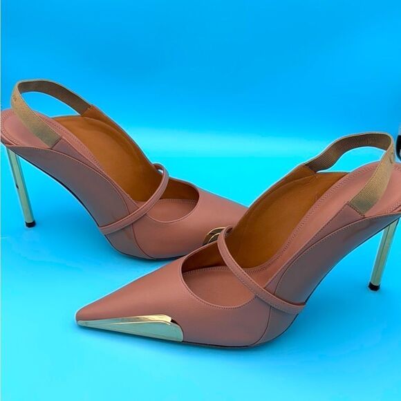 NEW-OFF-WHITE -Allenframe Slim Heel- Tan/Gold- Size 41 - Picture 5 of 15